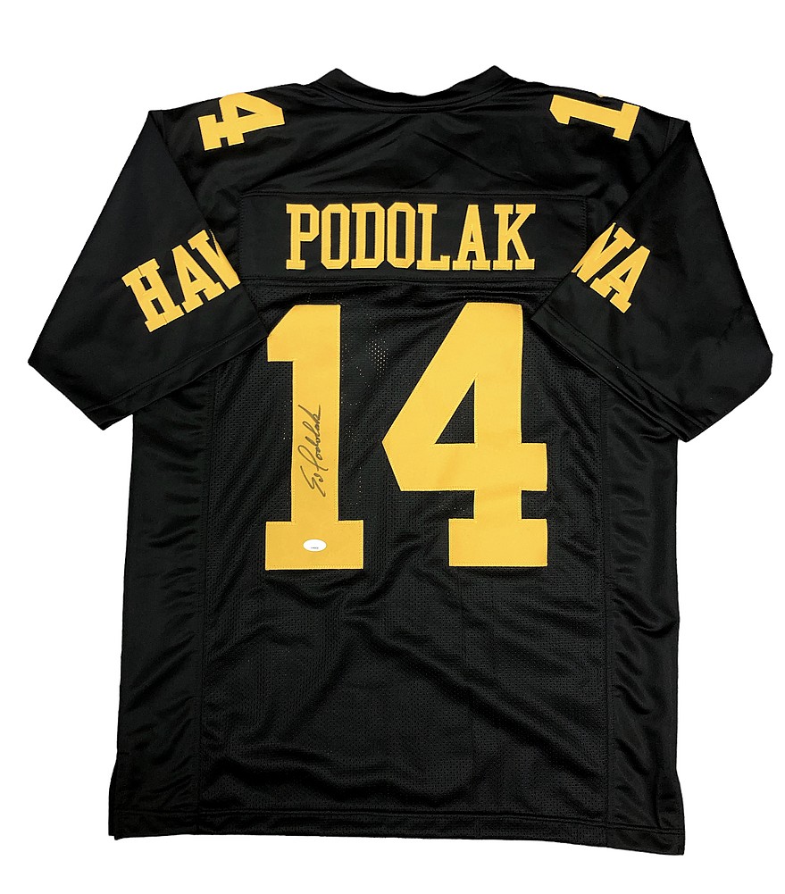 Ed Podolak Autographed Signed Iowa Hawkeyes Custom #14 Black