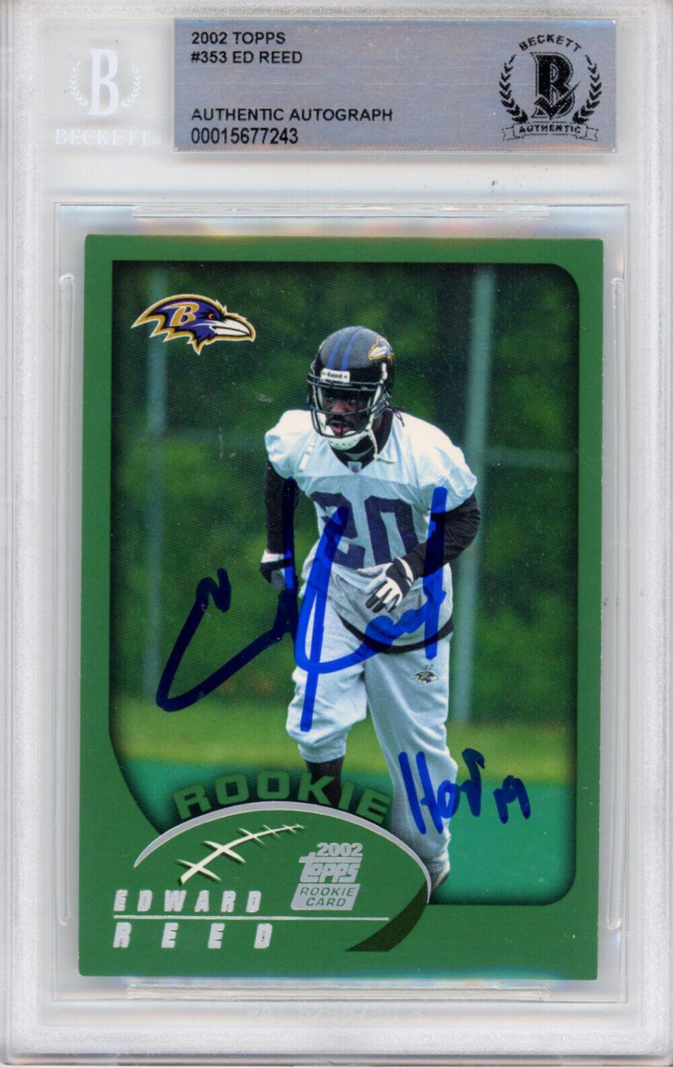 Ed Reed Autographed Signed 2002 Topps #353 With HOF Slabbed Beckett