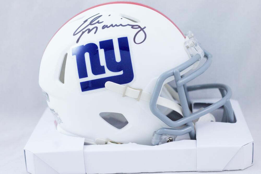 Eli Manning Autographed Signed Ny Giants Flat White Speed Mini Helmet -  Fanatics Auth Black