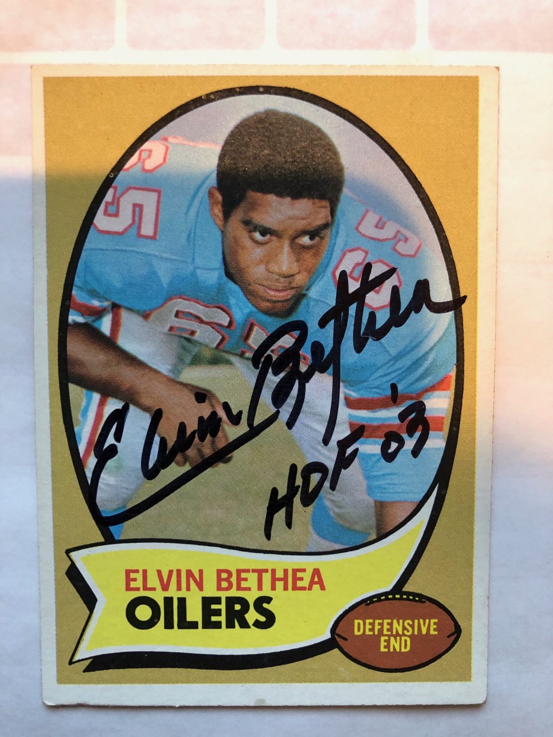 Elvin Bethea Autographed Signed Houston Oilers 1970 Football Topps Card #43  - Autographs