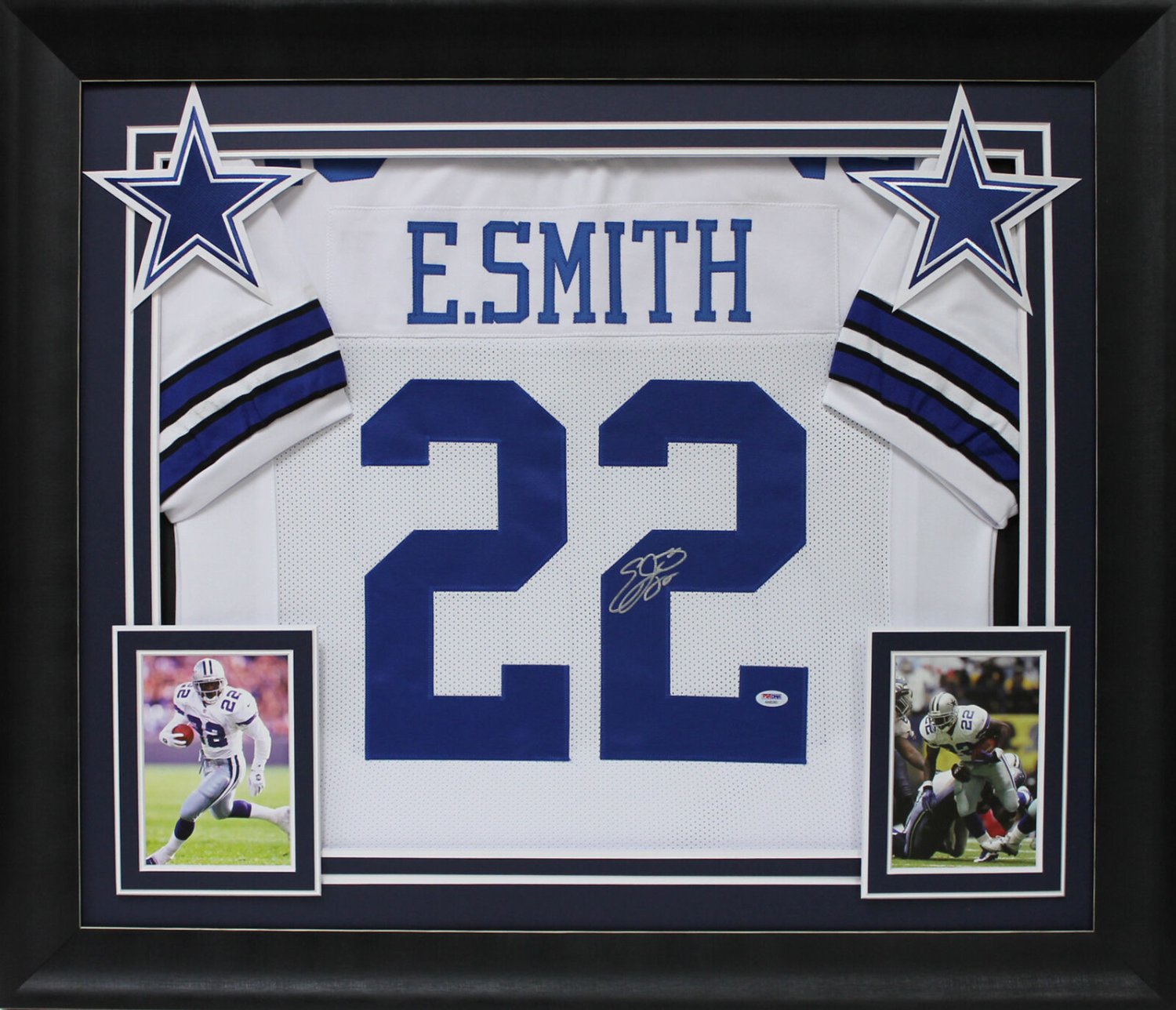 Autographed Emmitt Smith Jersey - Navy Blue Reebok BAS Witnessed