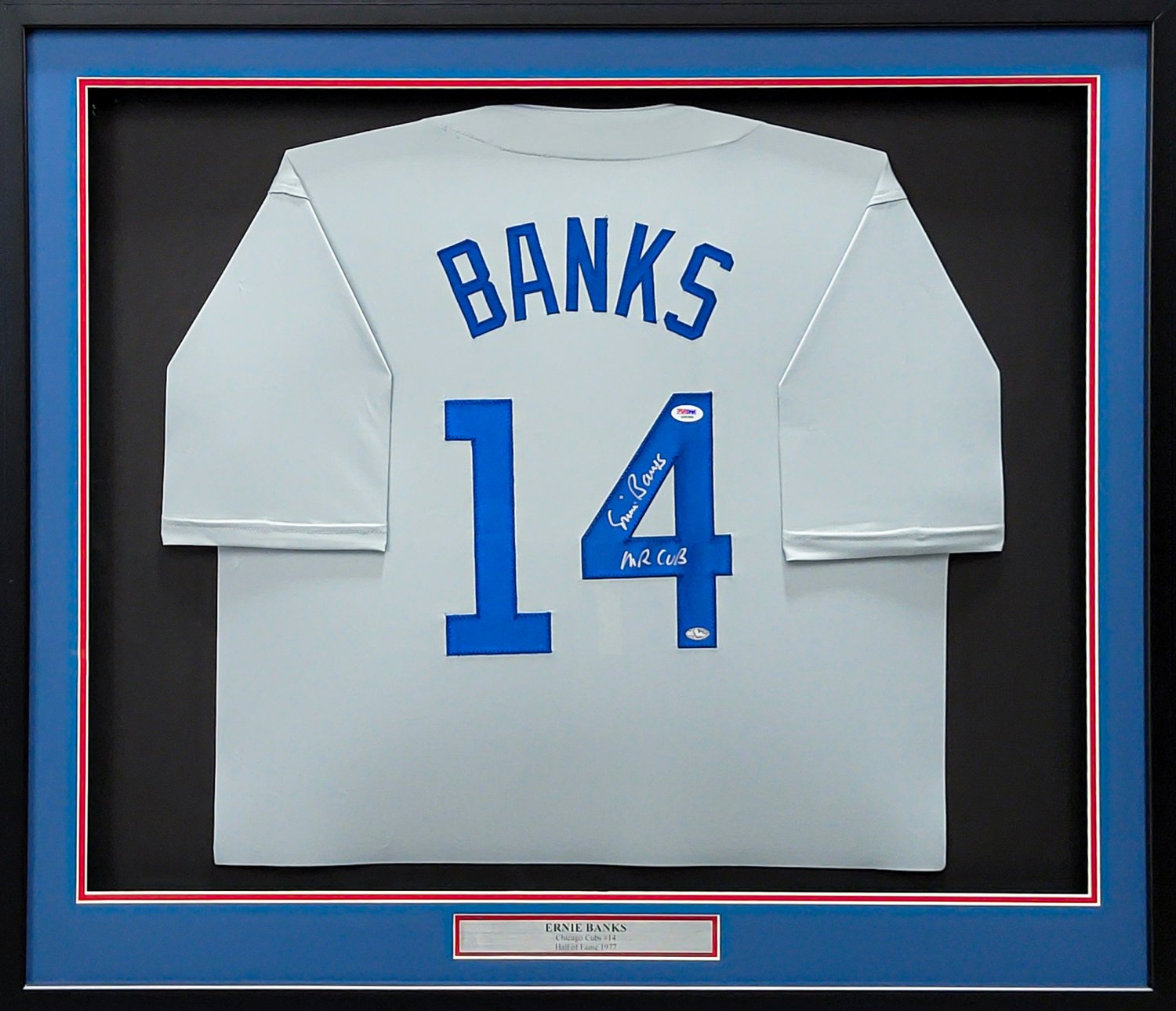Ernie Banks ( Deceased ) Autographed Signed and Framed Cubs Jersey - PSA
