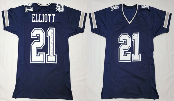 Ezekiel Elliott Autographed Signed Dallas Cowboys Custom Blue Jersey  Beckett Witnessed