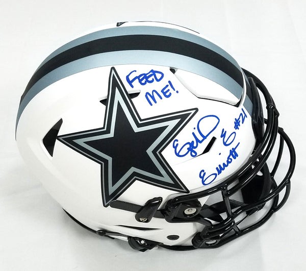 Ezekiel Elliott Autographed Signed Dallas Cowboys Riddell Lunar Speed Flex  Authentic Helmet W/ Feed Me Beckett Witnessed