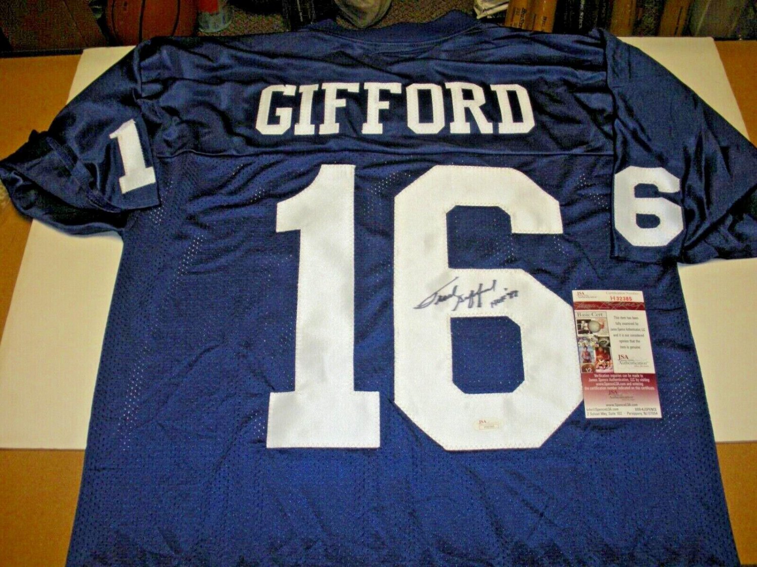 Frank Gifford Autographed Signed New York Giants,HOF JSA/COA