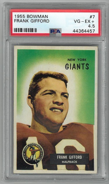 Frank Gifford New York Giants 1955 Bowman Football Card 7 PSA Graded 