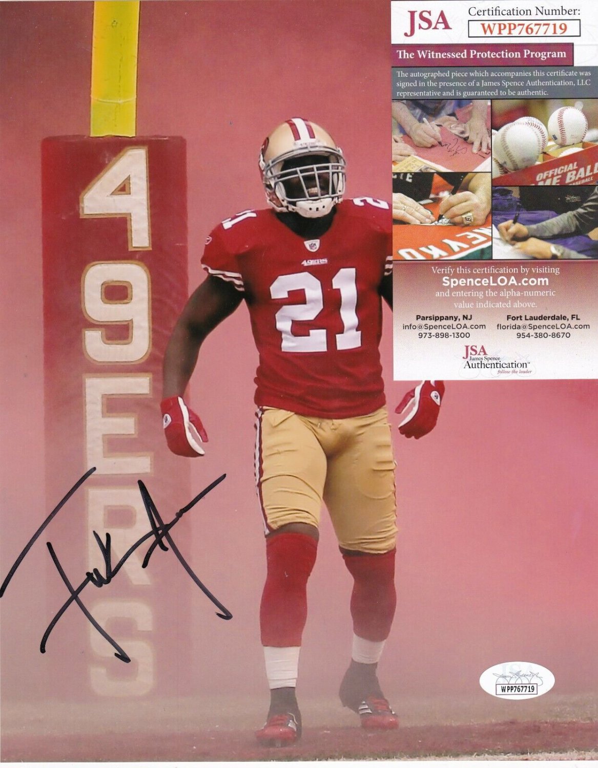 Frank Gore Autographed Signed San Francisco 49Ers JSA Authenticated Action  8X10