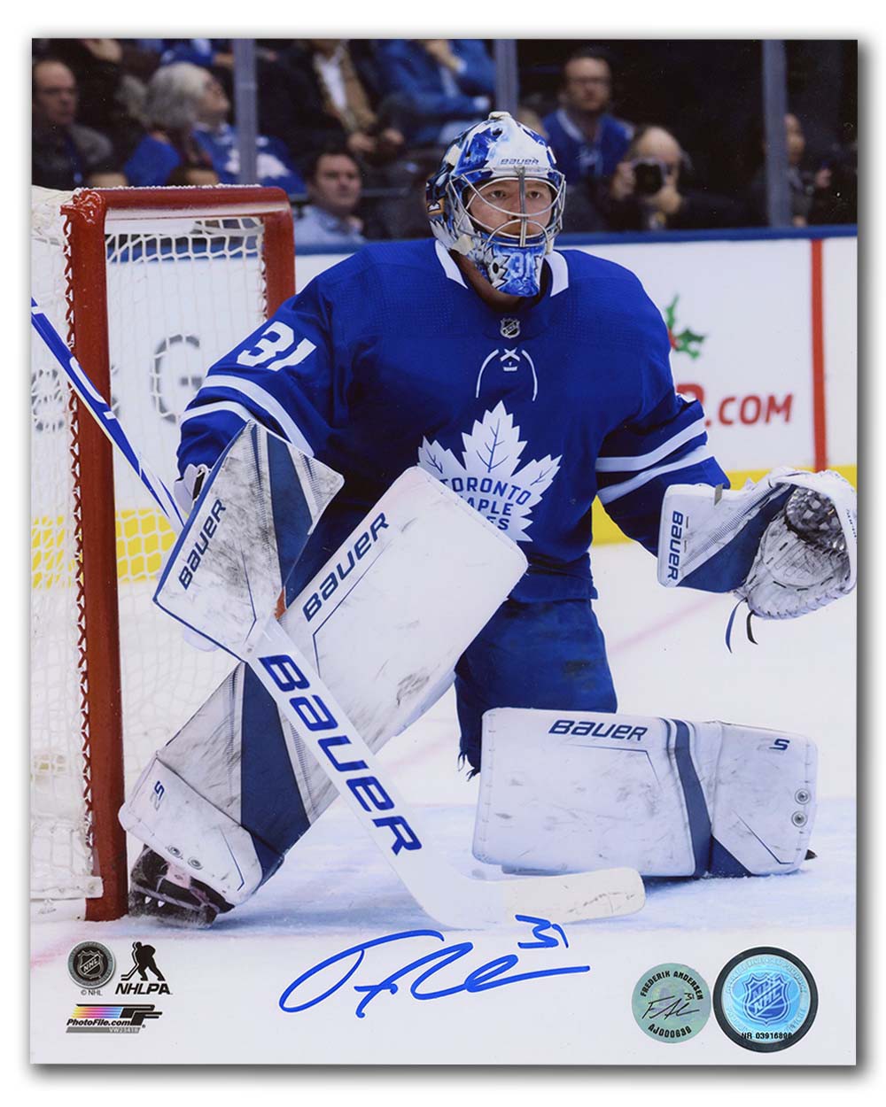 Frederik Andersen Toronto Maple Leafs Autographed Goalie Action 8x10 Photo 