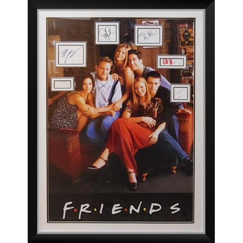Friends FullSi Autographed Signedze TV Poster Deluxe Framed with All Cast Autographs JSA