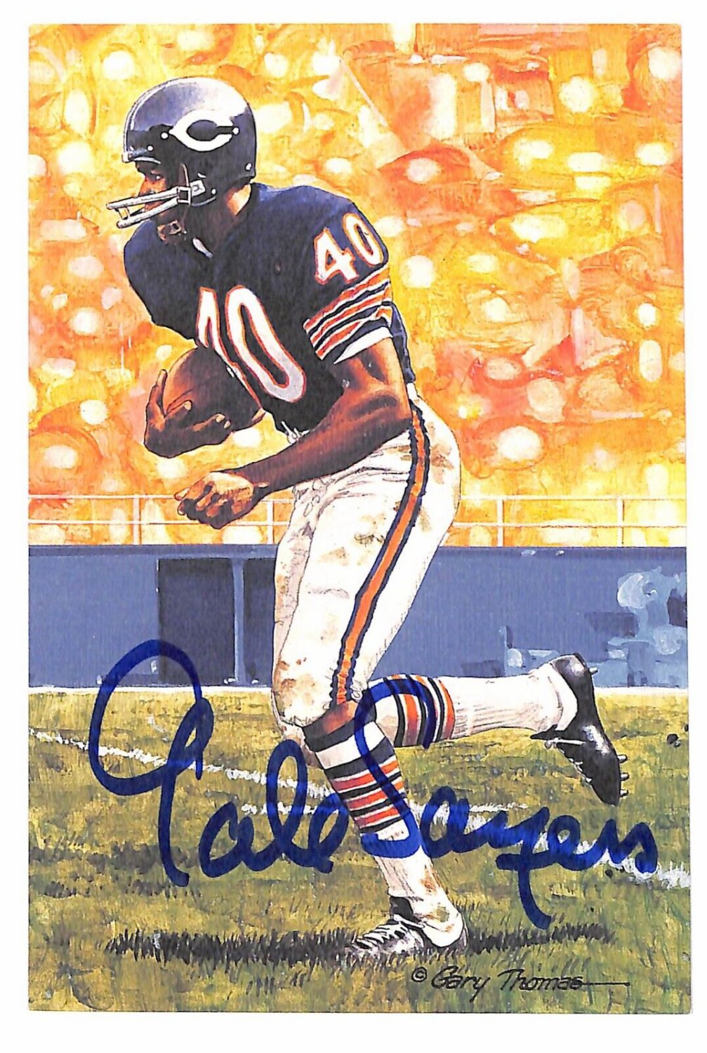 Gale Sayers Autographed Signed Goal Line Art Card Glac Bears PSA/DNA