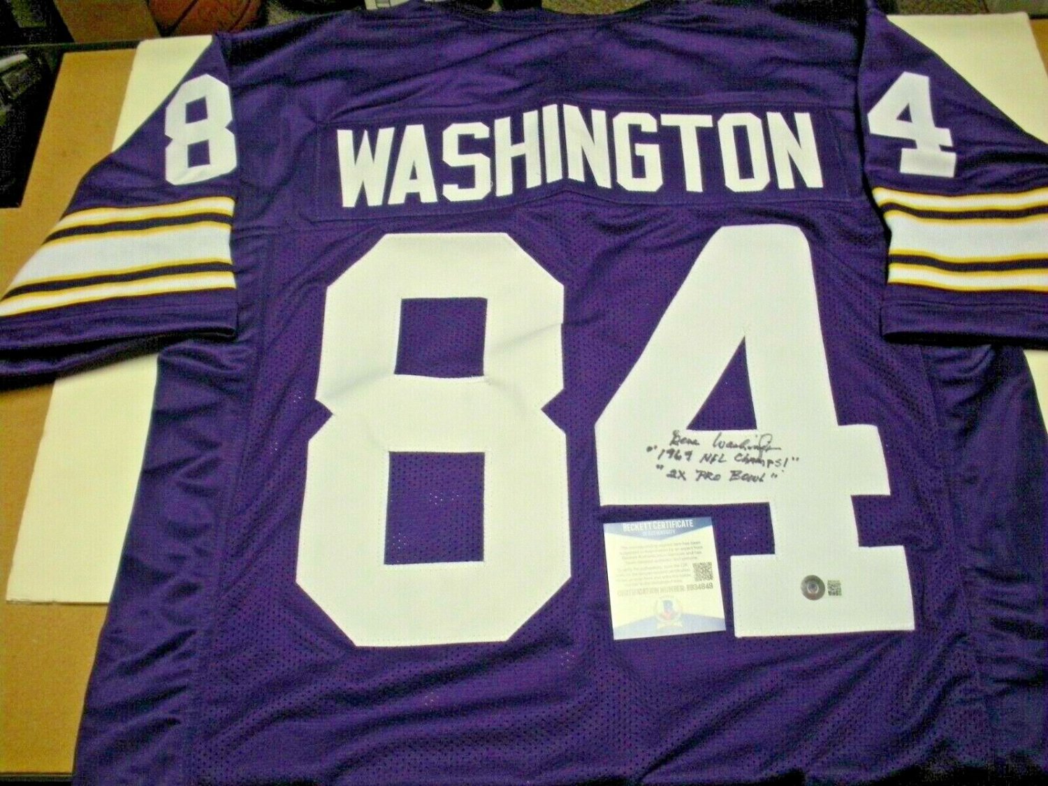 Gene Washington Autographed Signed Minnesota Vikings 1969 NFL Champs Last  One JSA/COA Jersey