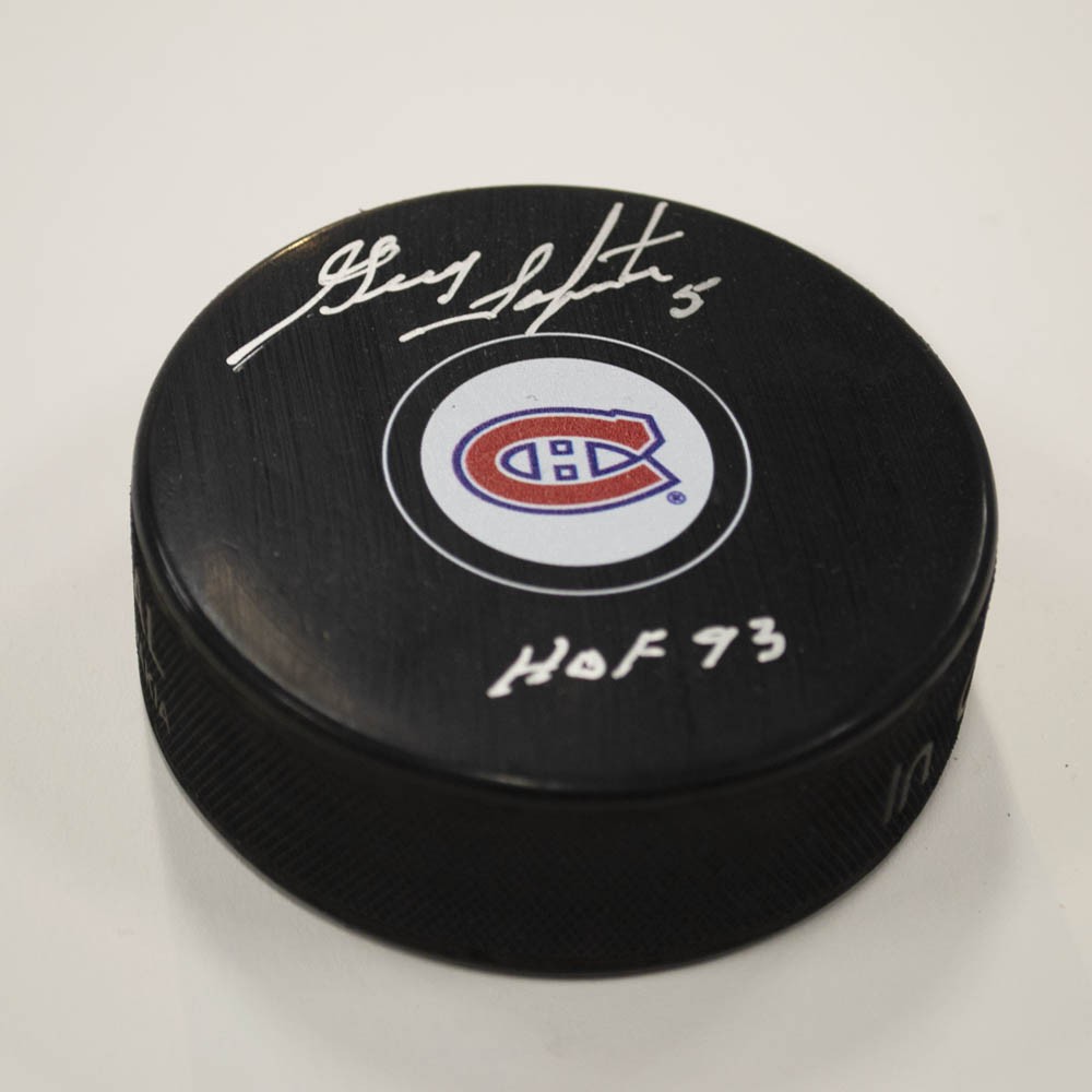 Guy Lapointe Montreal Canadiens Autographed Signed Hockey Puck with HOF