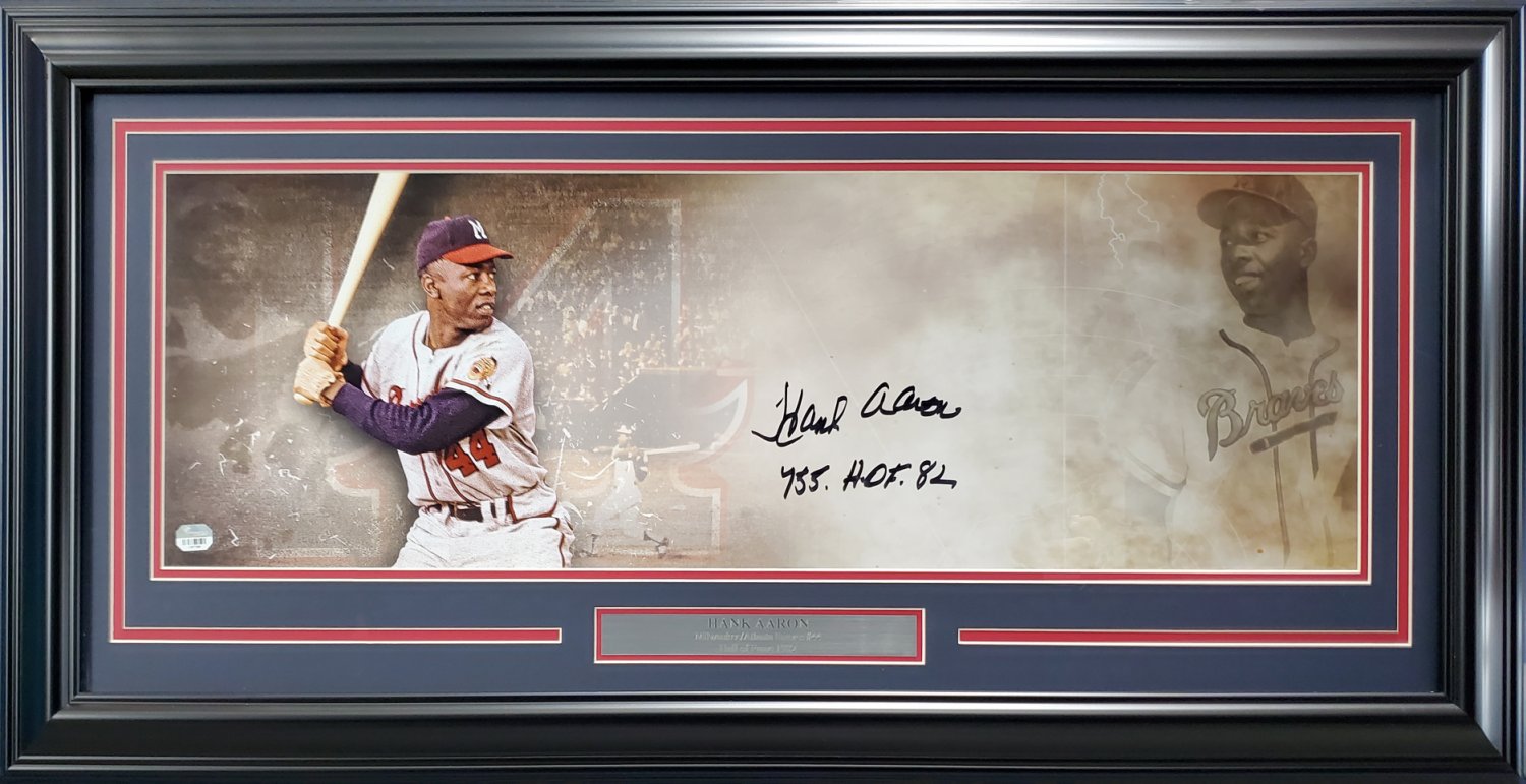 Hank Aaron Autographed and Framed Atlanta Braves Jersey