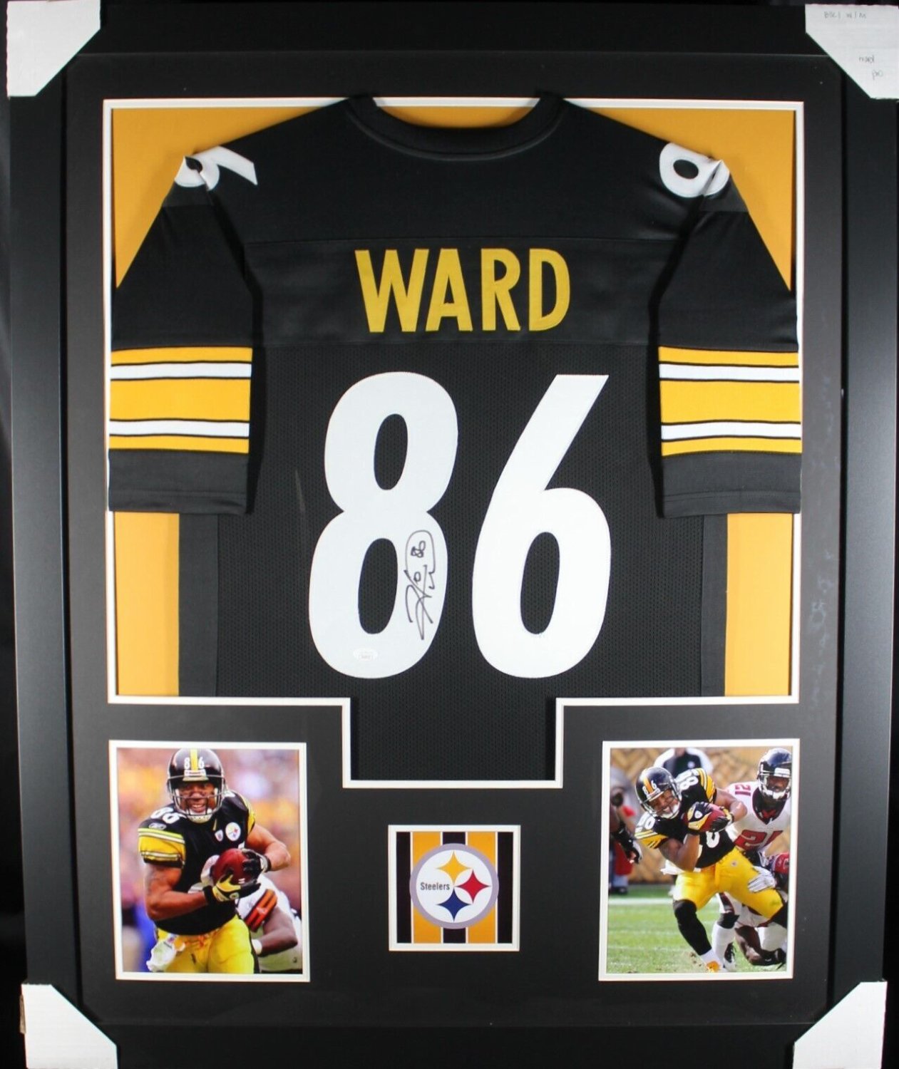 Hines Ward Autographed Signed (Steelers Black Tower) Framed Jersey JSA