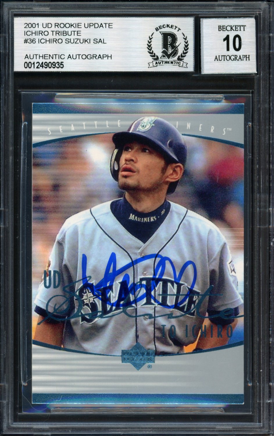 Seattle Mariners Ichiro Suzuki Autographed Framed Light Blue