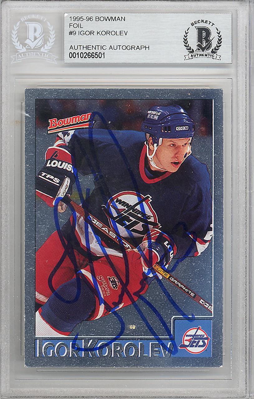 Igor Korolev Autographed Signed 1995 96 Bowman Foil Card 9 Winnipeg Jets Beckett Authentic