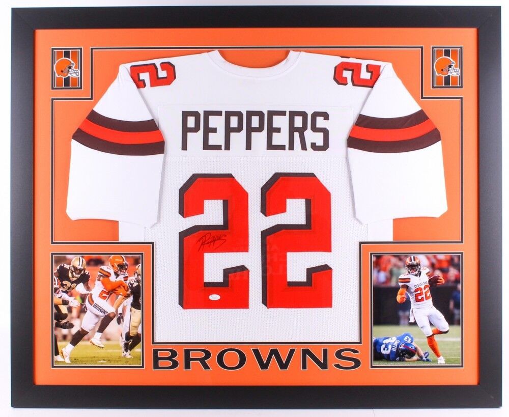 Jabrill Peppers Autographed Signed Browns 35'X 43'Custom Framed Jersey  (JSA) 2017 1St Rnd Pk