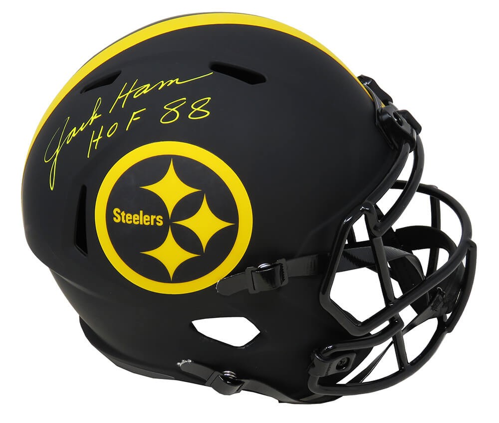 Jack Ham Autographed Signed Pittsburgh Steelers Eclipse Black Matte Riddell  Full Size Speed Replica Helmet w/HOF'88