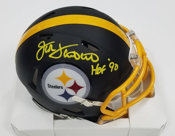 Jack Lambert Autographed Signed Pittsburgh Steelers Riddell Matte Flat  Black Speed Mini Helmet W/ HOF 90 Beckett Authenticated