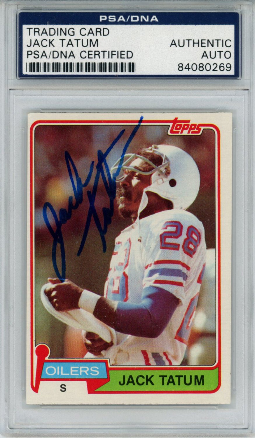 Jack Tatum Autographed Signed Houston Oilers 1981 Topps #8 Trading Card PSA  Slab 32871