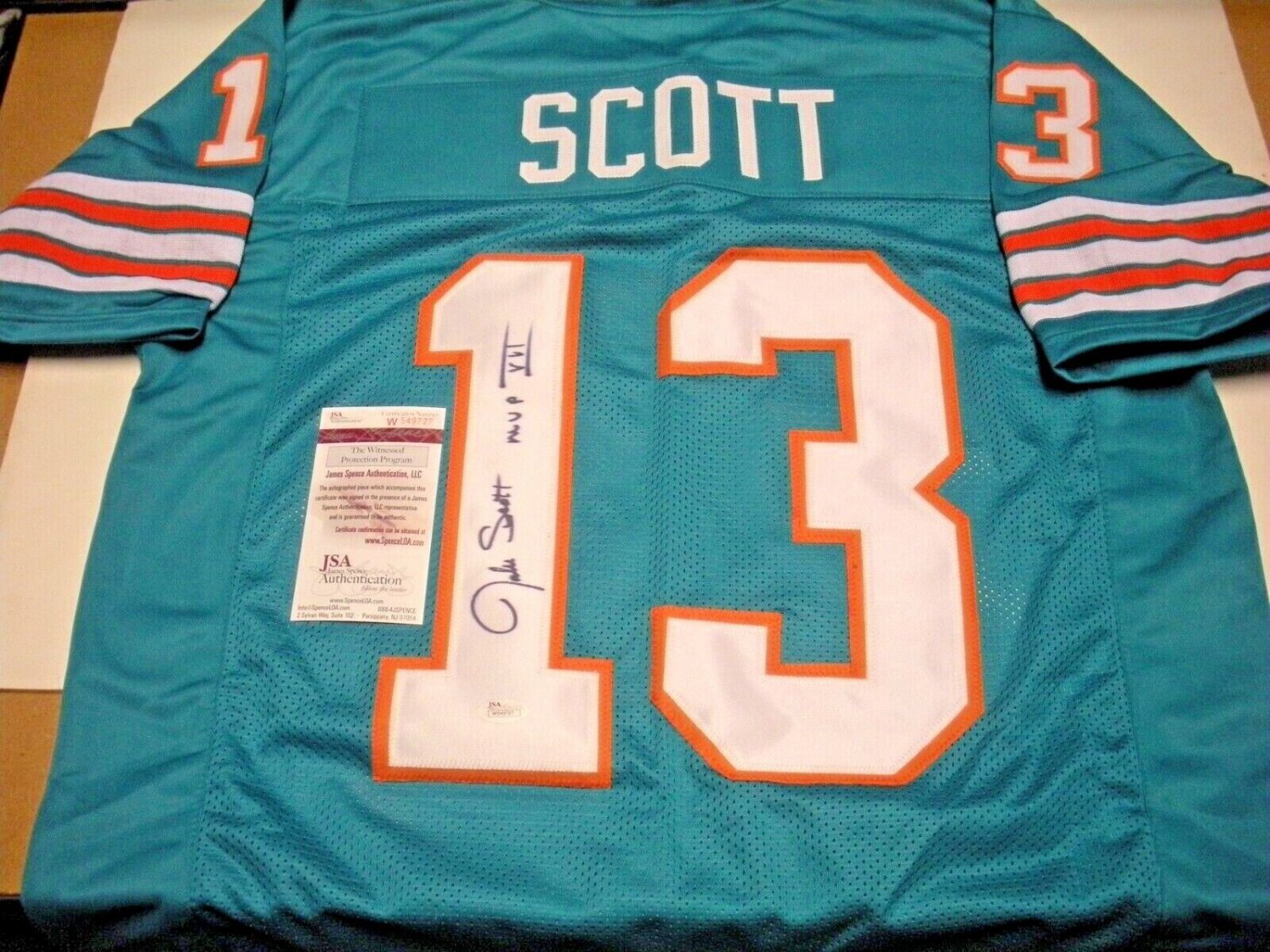 Jake Scott Autographed Signed Miami Dolphins Sb Viii Champs Last One  Beckett/COA Jersey