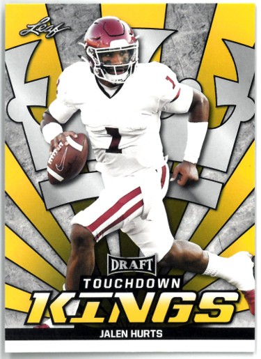 Jalen Hurts 2020 Leaf Draft Gold Touchdown Kings Rookie Card (RC