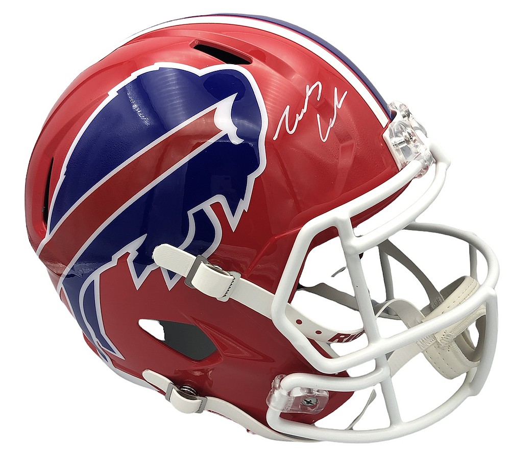 James Cook Autographed Signed Buffalo Bills Riddell 1990's Red Throwback  Speed Replica Helmet - Beckett QR Authentic