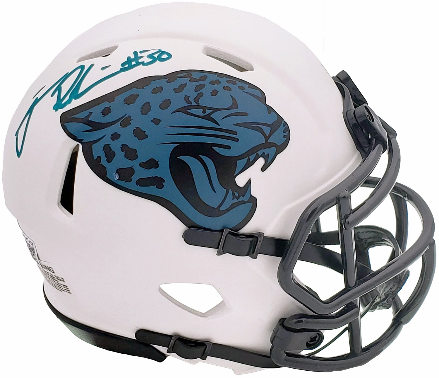 James Robinson Autographed Signed Jacksonville Jaguars Lunar Eclipse White  Speed Mini Helmet Beckett Beckett Qr