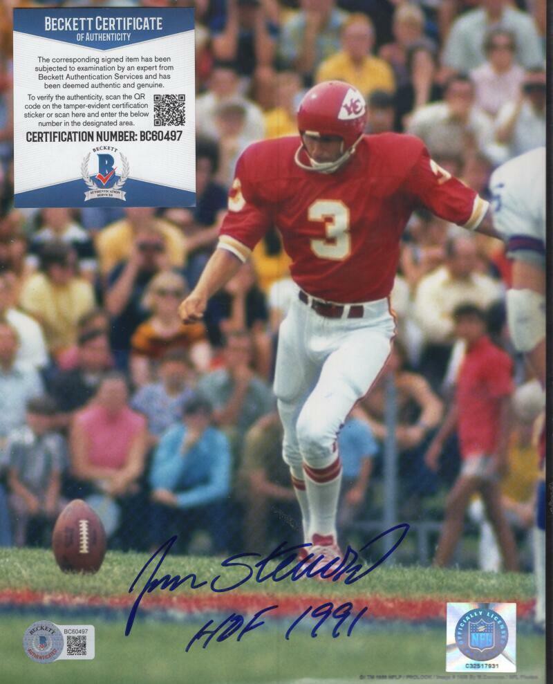 Jan Stenerud Autographed Signed Kansas City Chiefs HOF 1991 8X10 Photo  Beckett