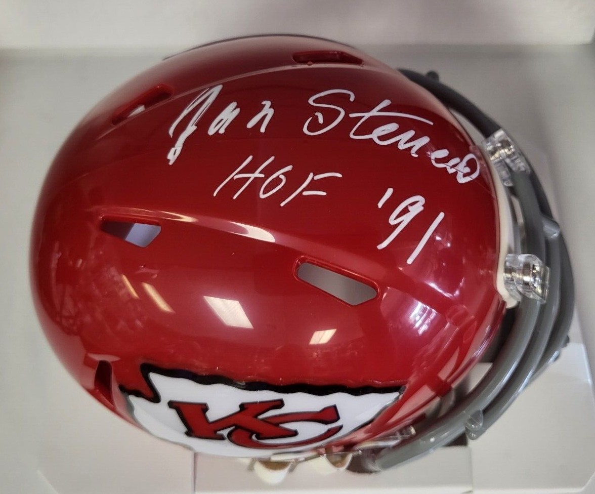 Jan Stenerud Autographed Signed Kansas City Chiefs HOF 91 Mini Helmet JSA  COA