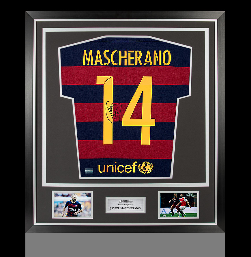 Javier Mascherano Back Autographed Signed Fc Barcelona 2015 16 Home Shirt In Classic Frame