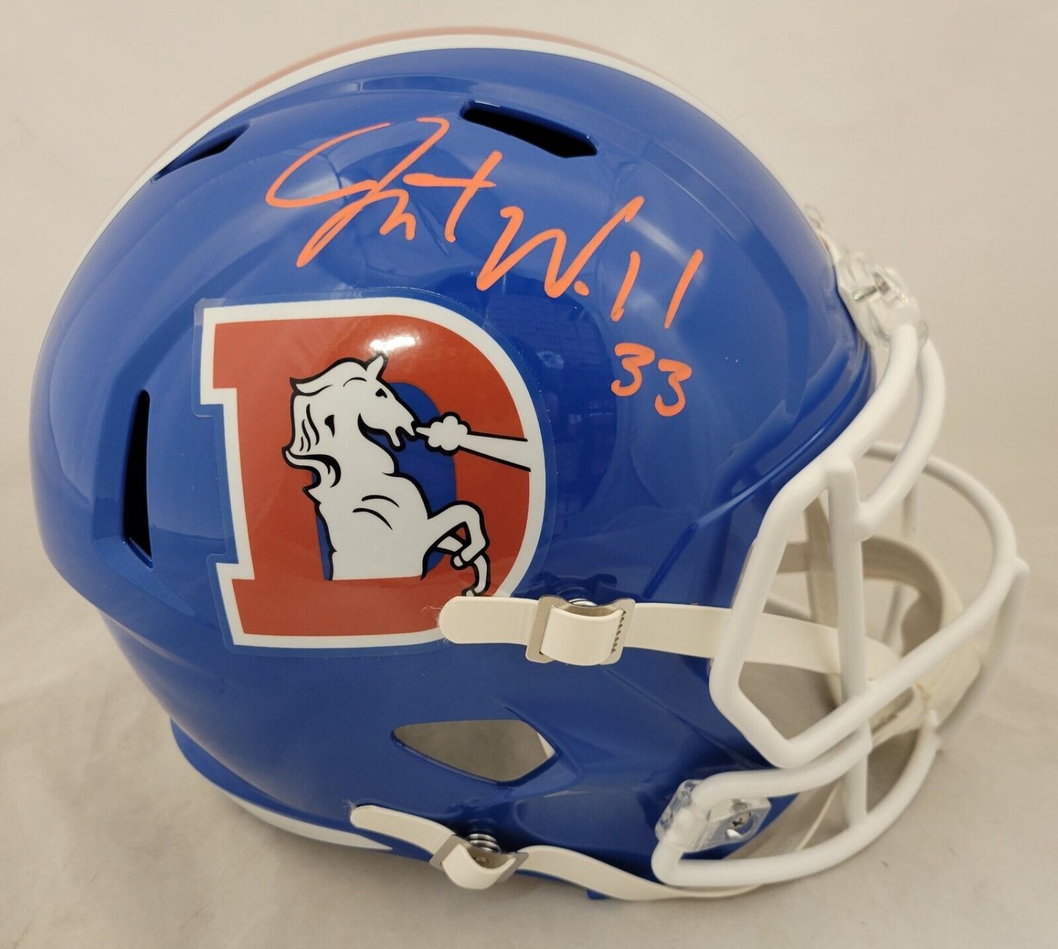 Javonte Williams Autographed Signed Denver Broncos Throwback Speed Replica  Helmet Beckett