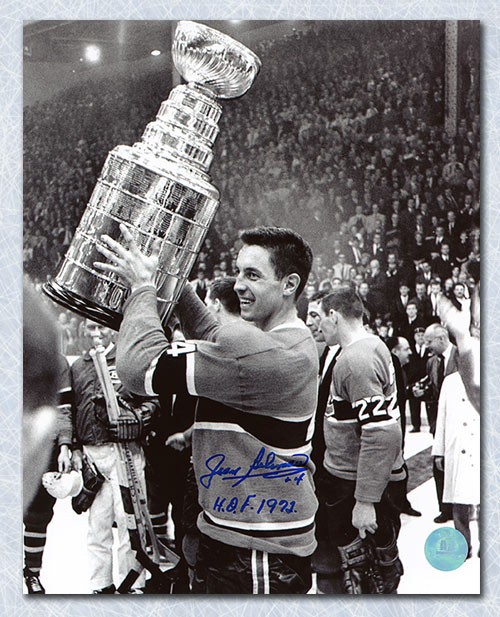 Jean Beliveau Montreal Canadiens Autographed Stanley Cup 8x10 Photo 