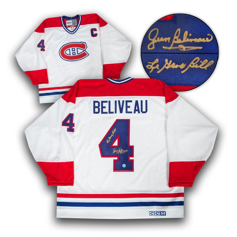 Jean Beliveau Montreal Canadiens Autographed Signed Retro CCM Jersey w/ Le Gros Bill