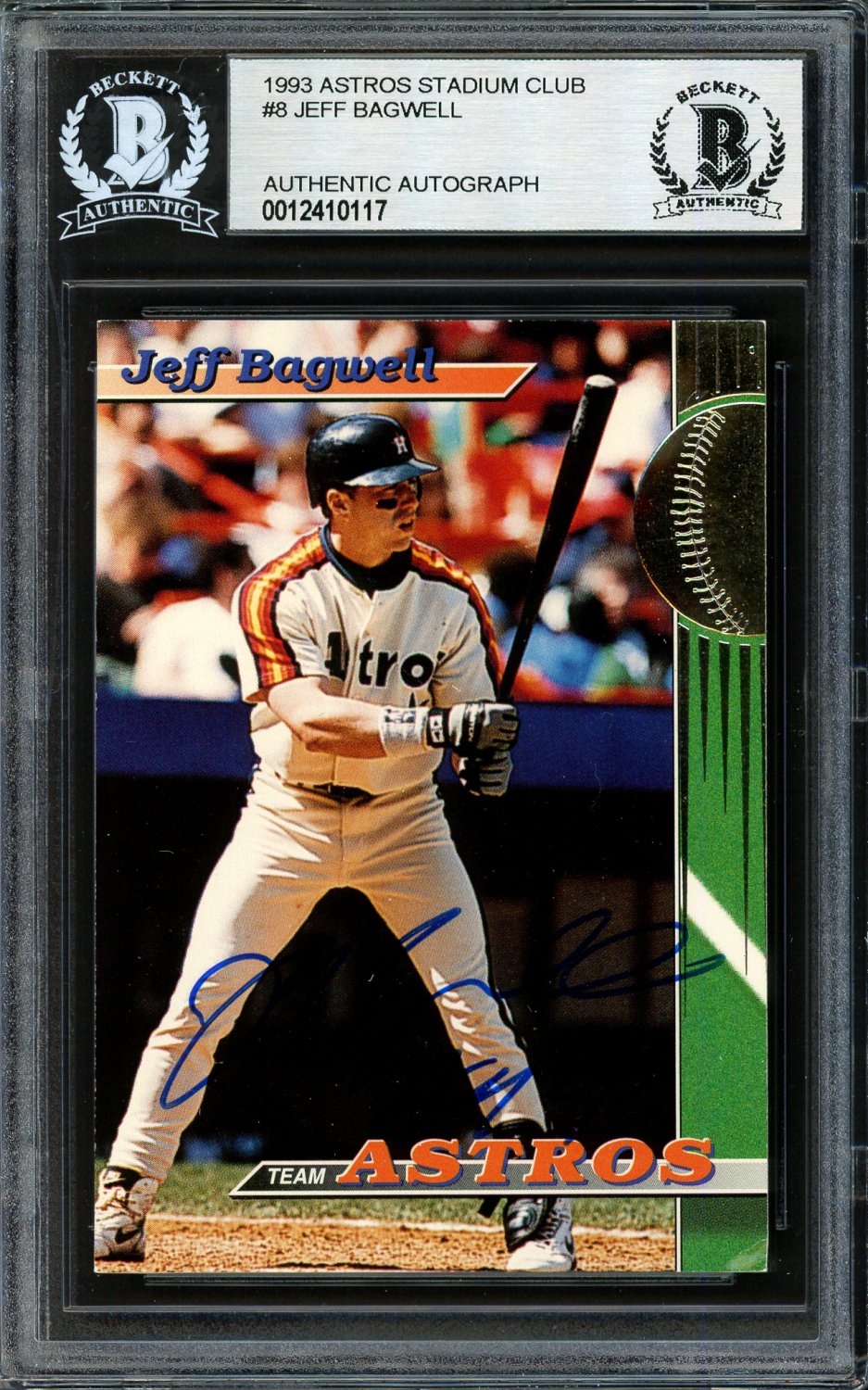 Jeff Bagwell Autographed Signed 1993 Stadium Club Card #8 Houston Astros  Roy '91 Beckett Beckett