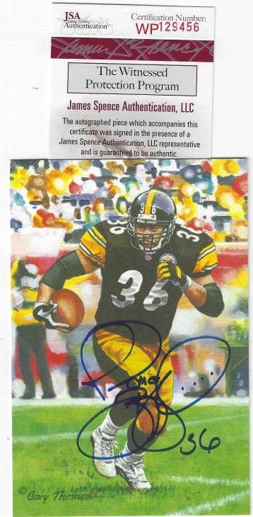 Jerome Bettis Autographed Signed Pittsburgh Steelers Goal Line Art Card JSA  - Autographs