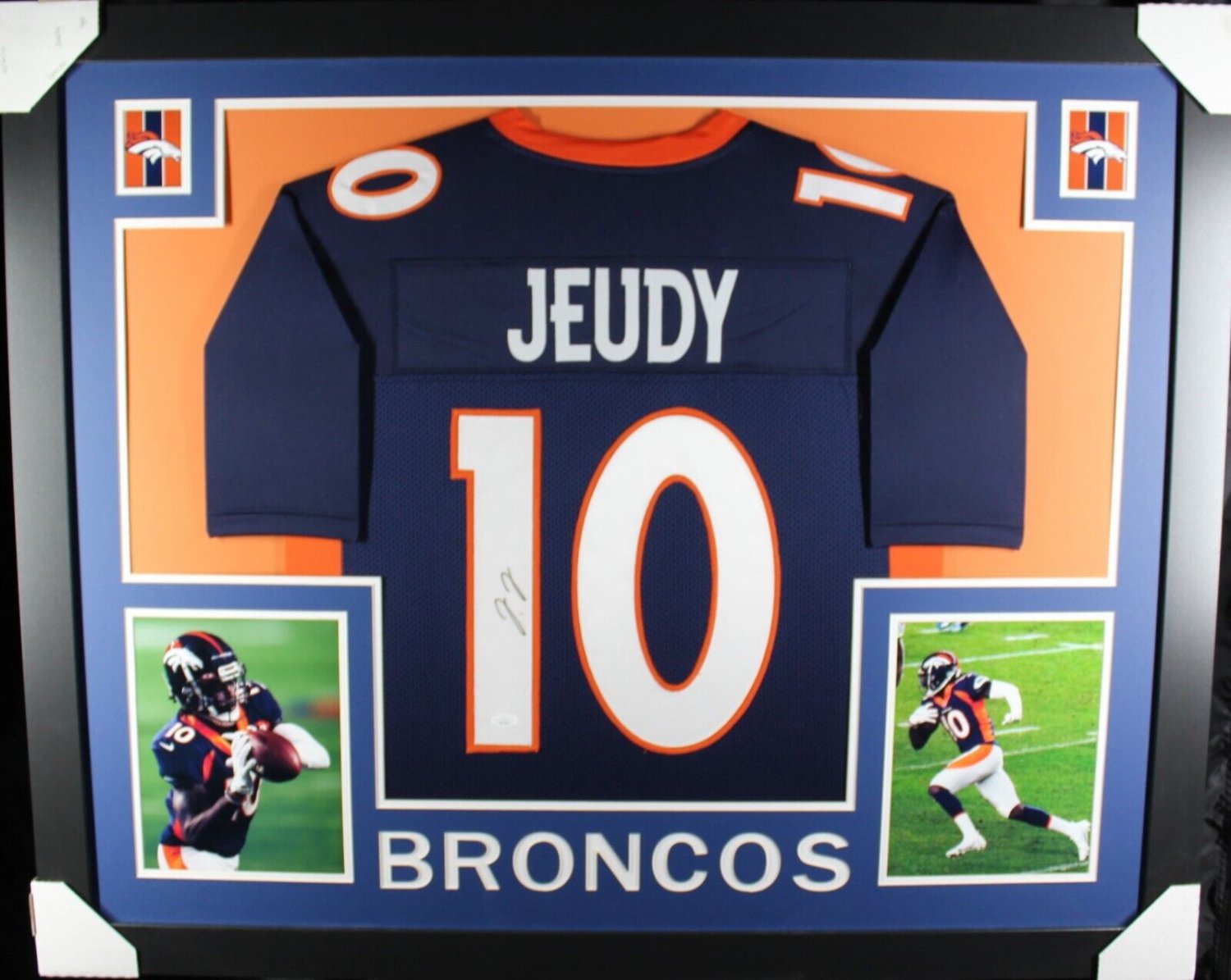 Jerry Jeudy Autographed Signed (Broncos Blue Skyline) Framed