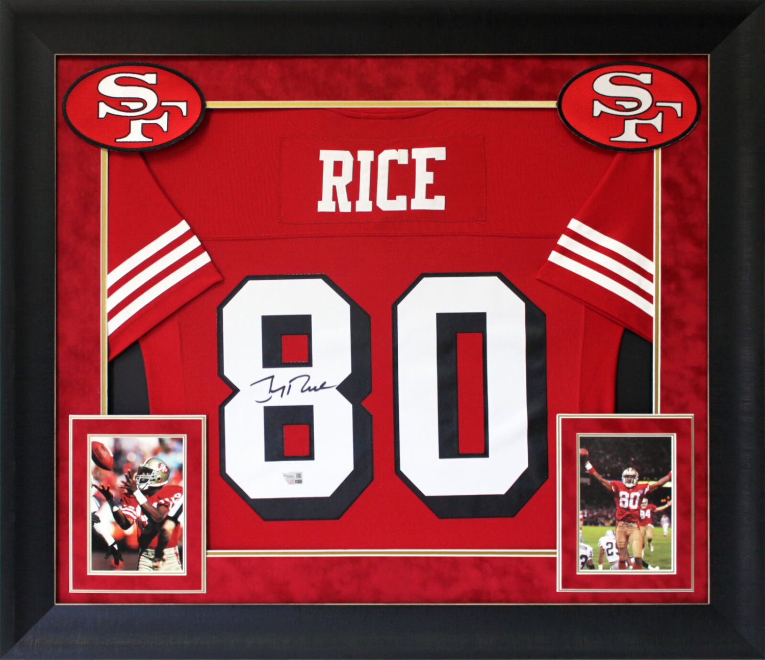 Jerry Rice Autographed Signed 49Ers Red Mitchell & Ness Framed Jersey With  Dropshadow Fanatics