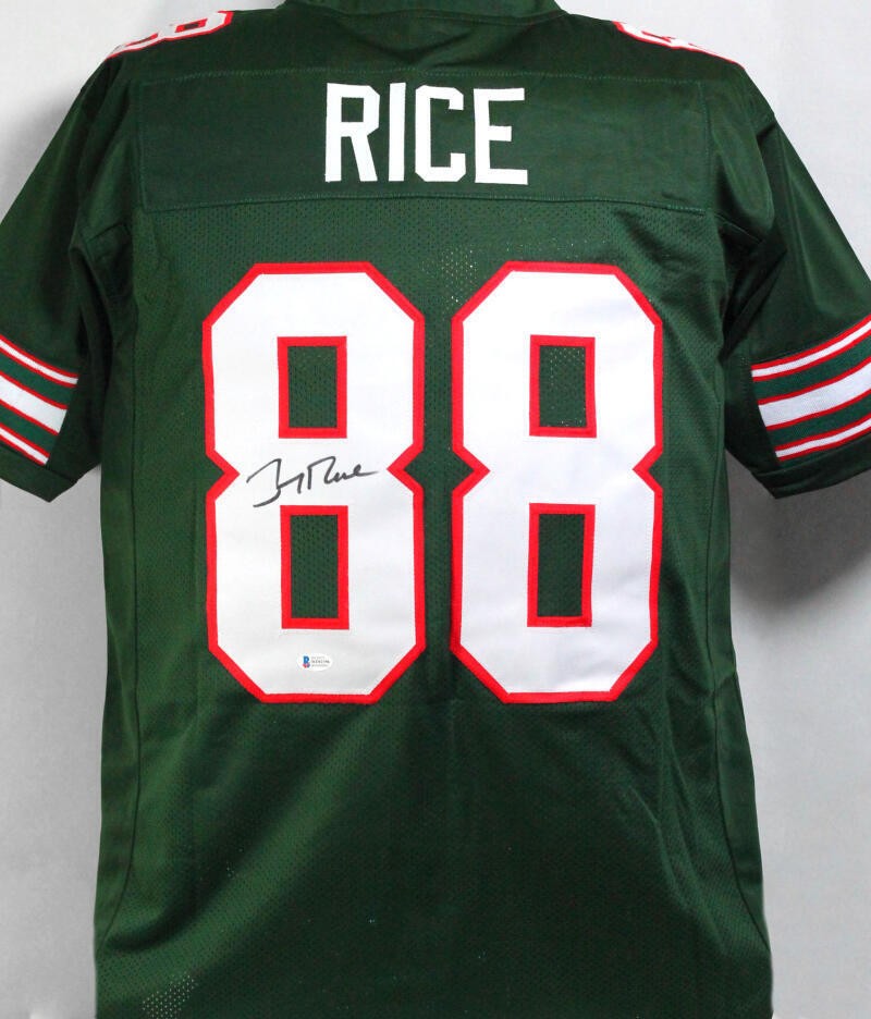 Jerry Rice Autographed Signed Green College Style Jersey - Beckett