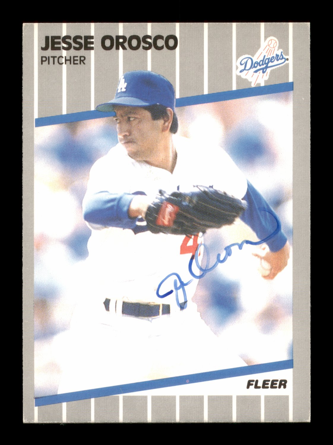 Jesse Orosco Autographed Signed 1989 Fleer Card #68 Los Angeles Dodgers  #188283