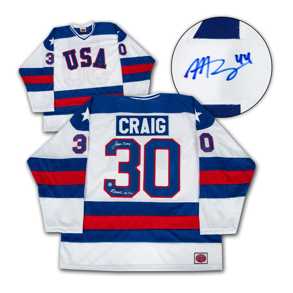 Authentic Jim Craig USA 1980 Jersey (Large) - Autographed Jim Craig, 1980  Gold — Gold Medal Strategies