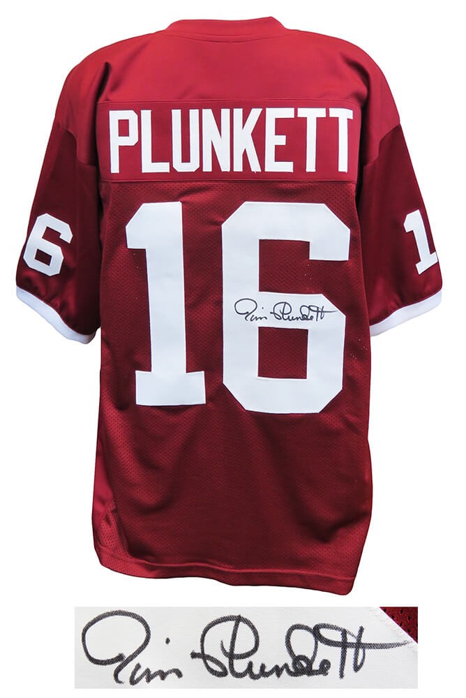 Jim Plunkett Autographed Signed Red Throwback Custom Football Jersey