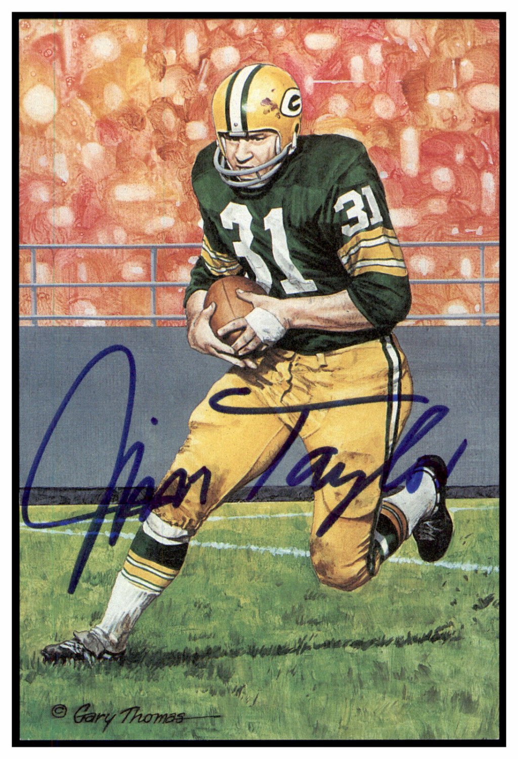 Jim Taylor Autographed Signed Goal Line Art Card Glac Packers PSA/DNA