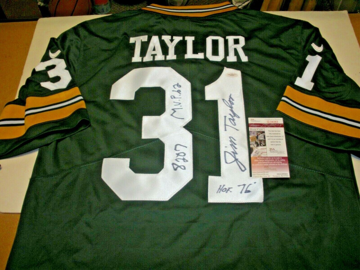 JIM TAYLOR CUSTOM GREEN BAY PACKERS JERSEY