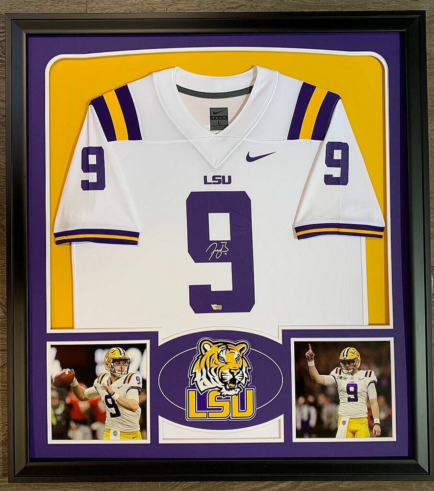 Joe Burrow Autographed Signed Framed Front White Nike Lsu Tigers Jersey Fanatics Authentic
