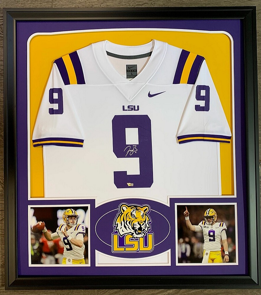 Joe Burrow Autographed Signed Framed Front White Nike LSU Tigers Jersey