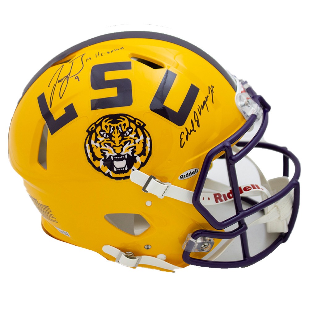 LSU Joe Burrow2019 Heisman Signed Schutt Proline Full Size Helmet BAS Witness Beckett Authentication 