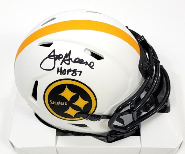 Joe Greene Autographed Signed Pittsburgh Steelers Riddell Lunar Eclipse Mini  Helmet W/ HOF 87 Beckett Witnessed