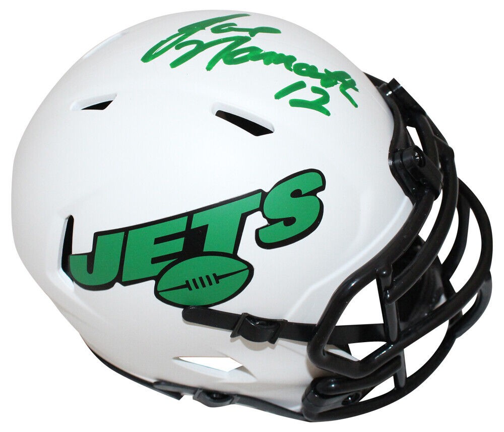 Joe Namath Autographed Signed New York Jets Lunar Mini Helmet JSA