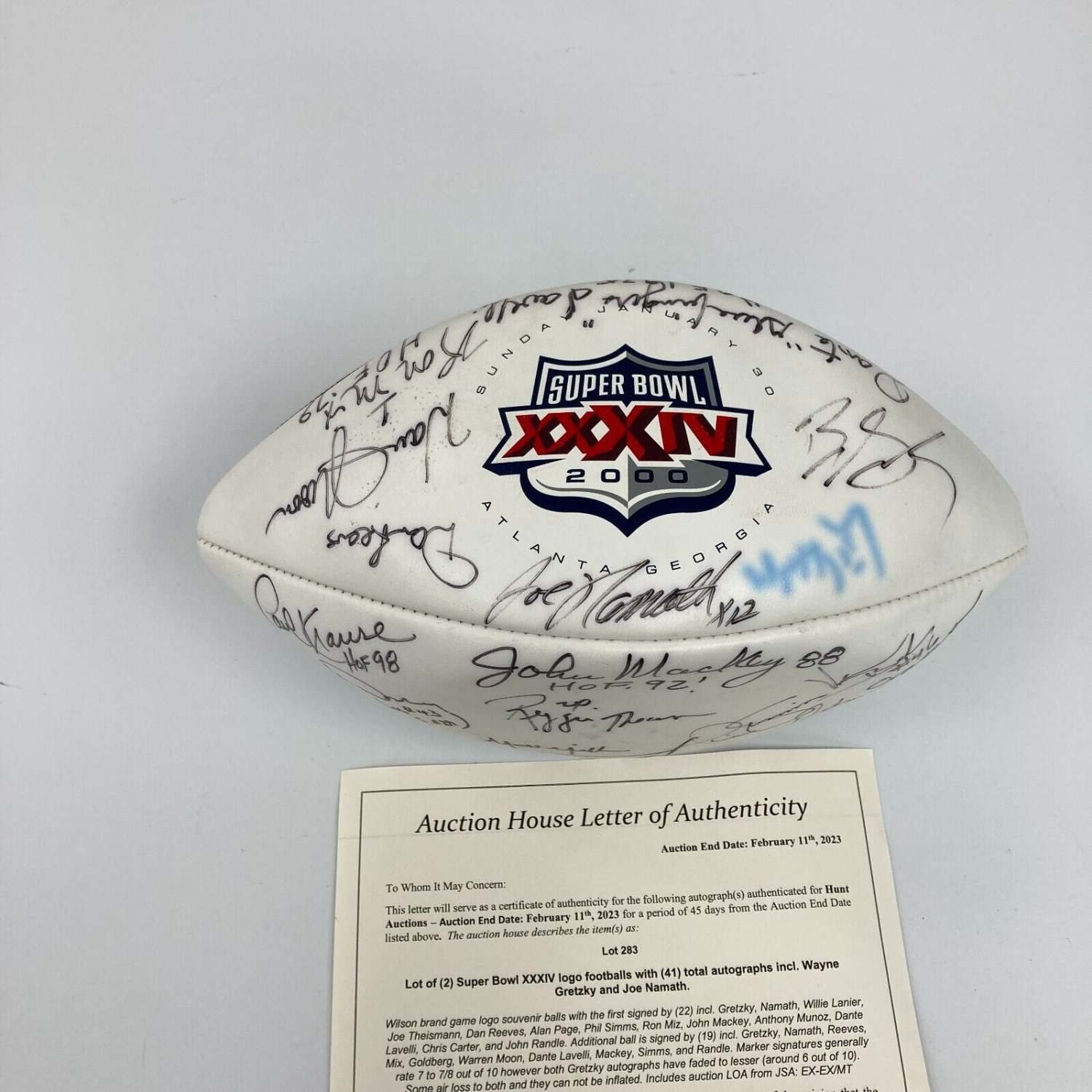 Joe Namath Autographed Signed & Wayne Gretzky Super Bowl Xxxiv